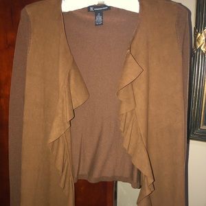 INC suede brown cardigan
